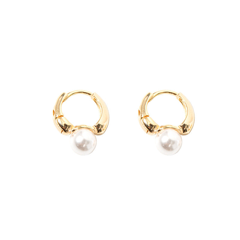 Cute Pearl Ear Clasp Hoop Earrings